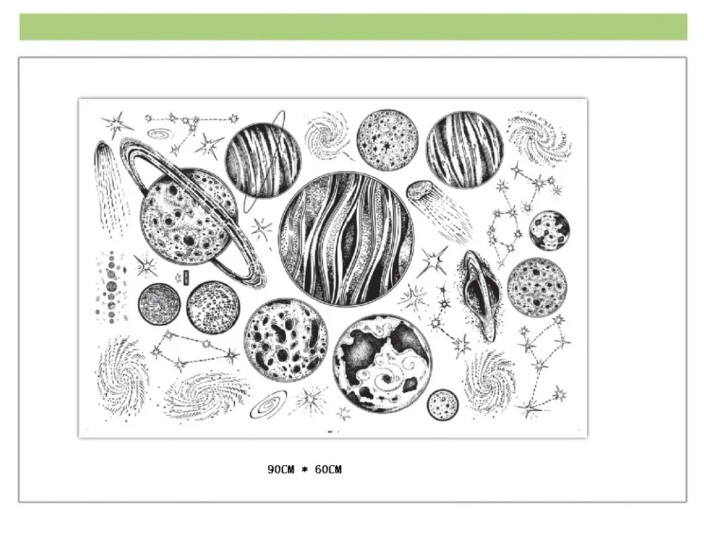 Космическая планета эскиз Съемный стикер стены спальня гостиная ТВ диван исследование стены декоративные ПВХ наклейки