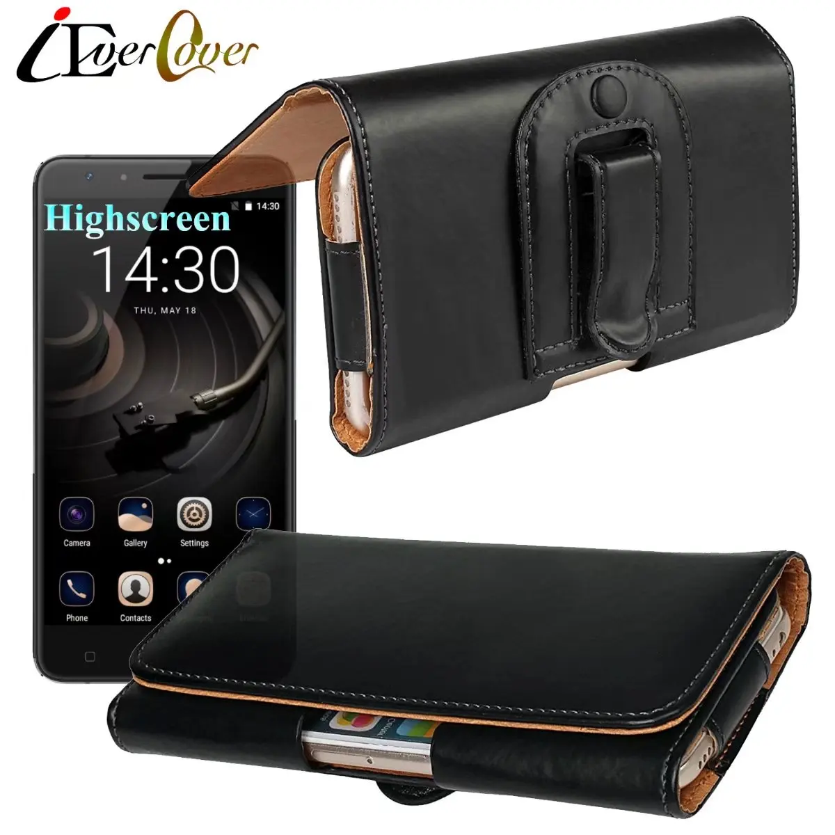 

Horizontal Premium Leather Cover Case for Highscreen Fest XL Pro , Easy XL , Power Ice Max , Power Five Max ,Thunder Phone Pouch