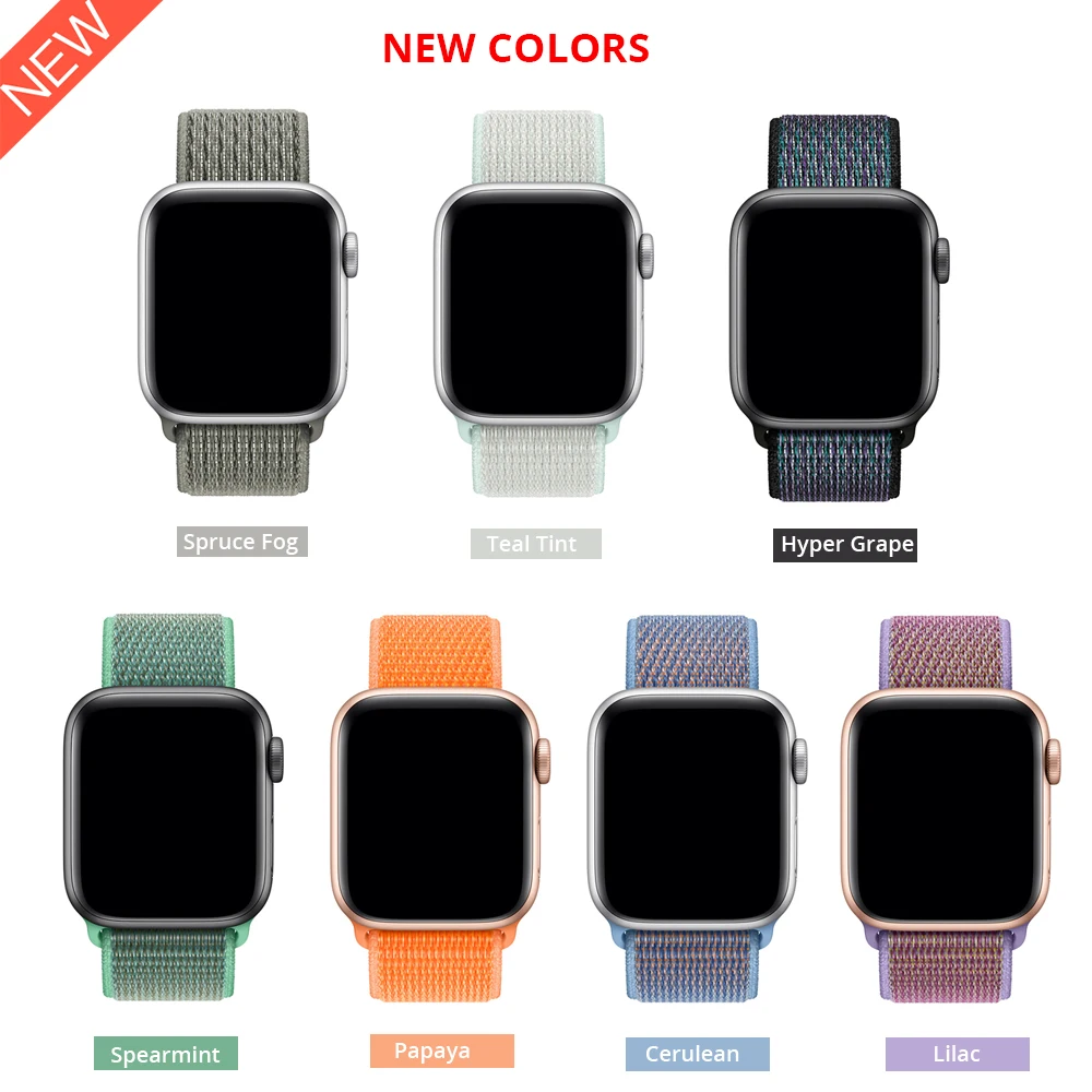 2019 Новый Нейлон Спортивные петли ремешок для Apple Watch Series 4 44 мм 40 мм Watchstrap браслет группа для iwatch 4 44 мм 42mm 38mm 3 2 Hyper