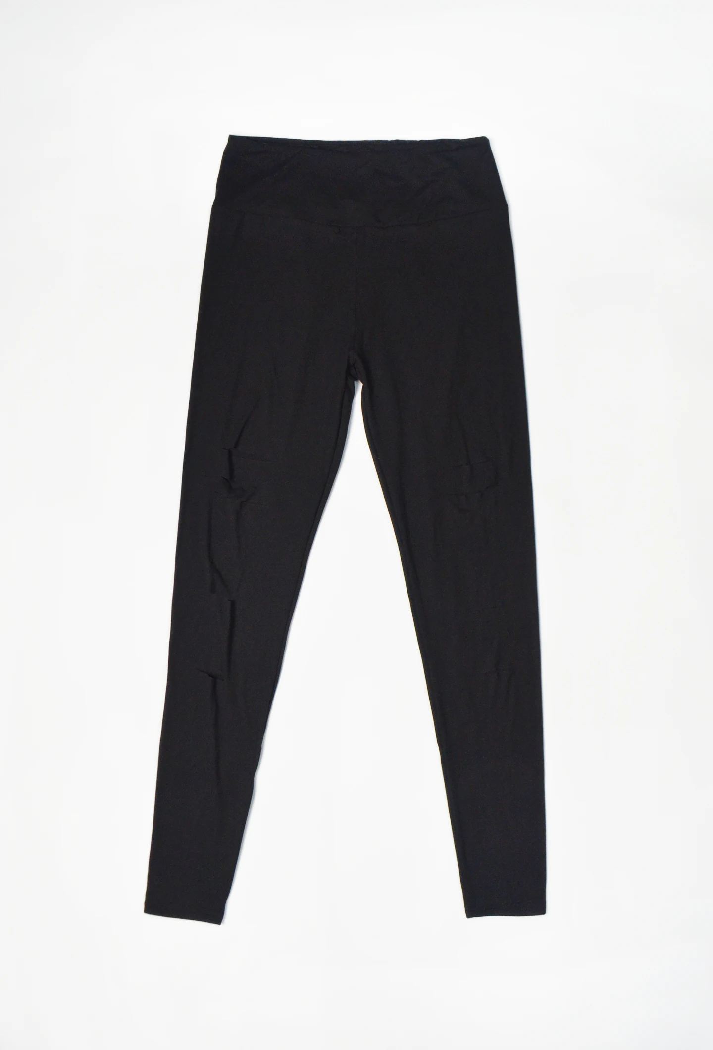 Рваные леггинсы в стиле панк с пуш-ап, обтягивающие леггинсы, женские брюки, узкие брюки до середины икры с дырками, повседневные брюки, черные рваные, Стретч