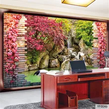 QINGCHUN пользовательские 3D ткани и текстильные обои для стен ткань фрески матовый шелк для гостиной лес птица кирпич обои