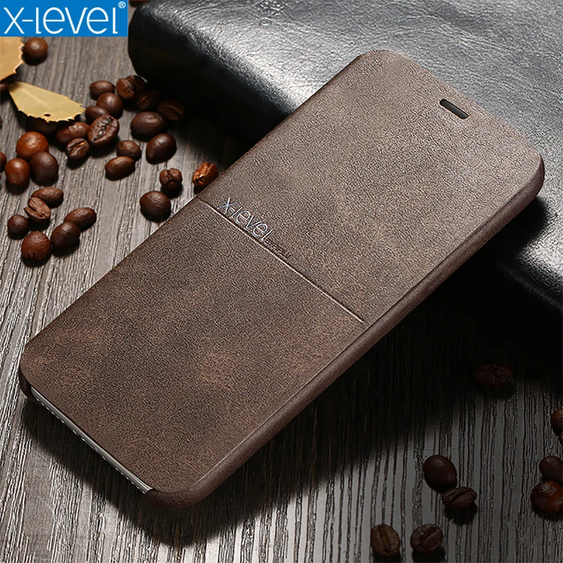 

X-Level Case For iPhone X XS XsMax PU Leather Flip Folding Stand Business Retro Protection Phone Cover For iPhone XS Max XR Case