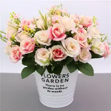 

10 Heads Artificial Fake Rose Flowers Christmas Flower Bride Bouquet Home Wedding Party DIY Decoration Romantic Decor Drop ship