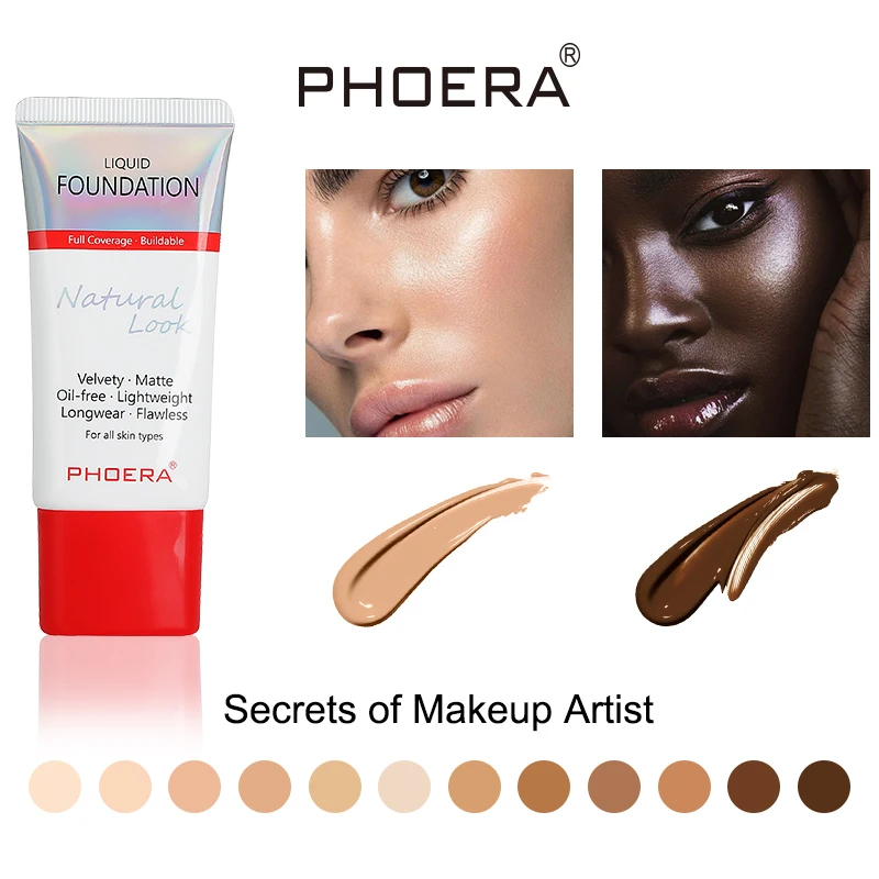 

PHOERA Matte Foundation Mineral Touch Oil Control Skin-Friendly Makeup Liquid Foundation Full Coverage 24Hour Lasting 30ml