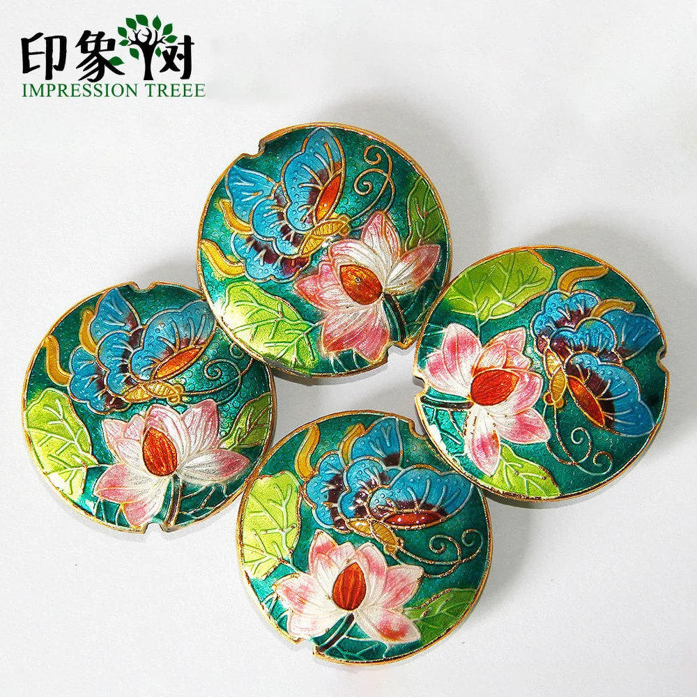 

42mm Colorful And Flat Metal Copper Enamel Cloisonne Accessories Charms For DIY Jewelry Making Bracelet 1018