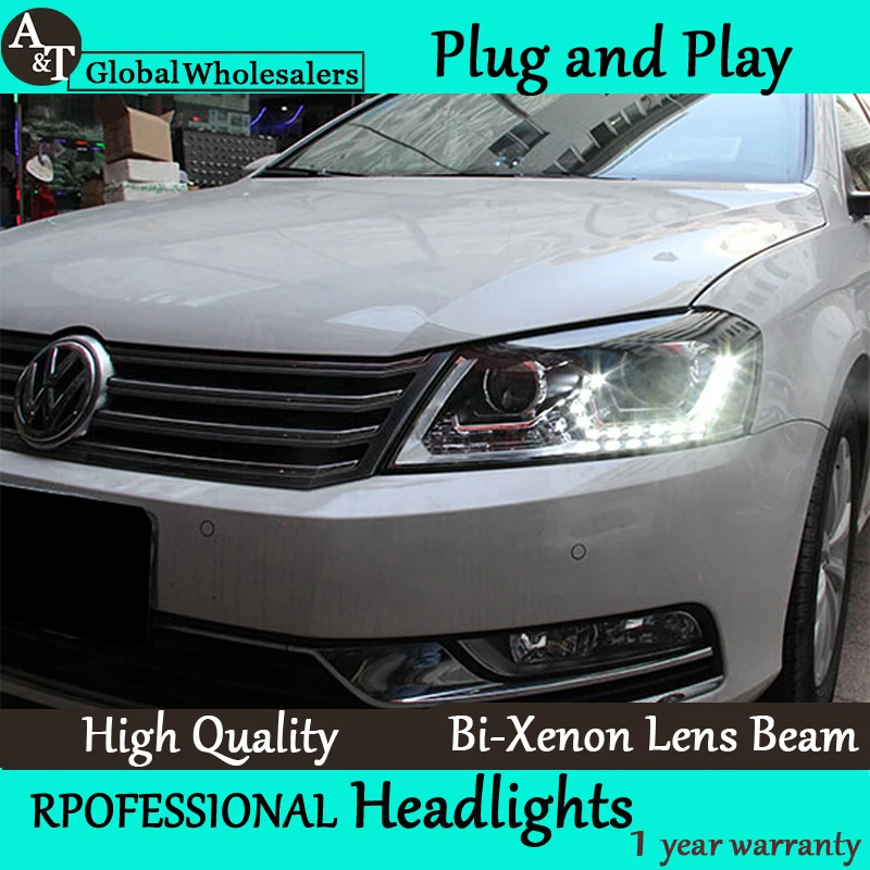 head lamp Car Styling for 2011-2015 VW Passat B7 LED Headlight Europe Version DRL Lens Double Beam HID KIT Xenon bi xenon lens | Автомобили