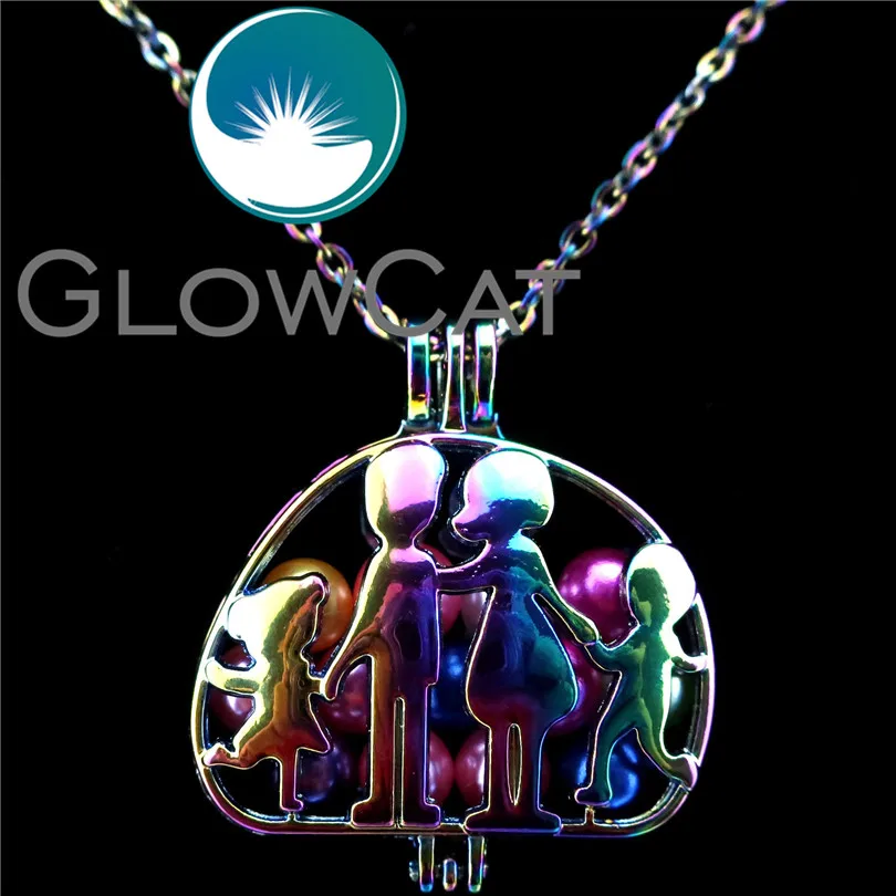 GLOWCAT C589 Радужный Цвет Любовь Семья бусины клетка кулон эфирное масло диффузор