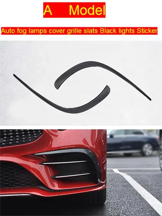 Car styling Auto fog lamps cover grille slats Black lights Sticker decoration Strip For Mercedes Benz CLS Class Accessories - Название цвета: A Model Carbon fiber
