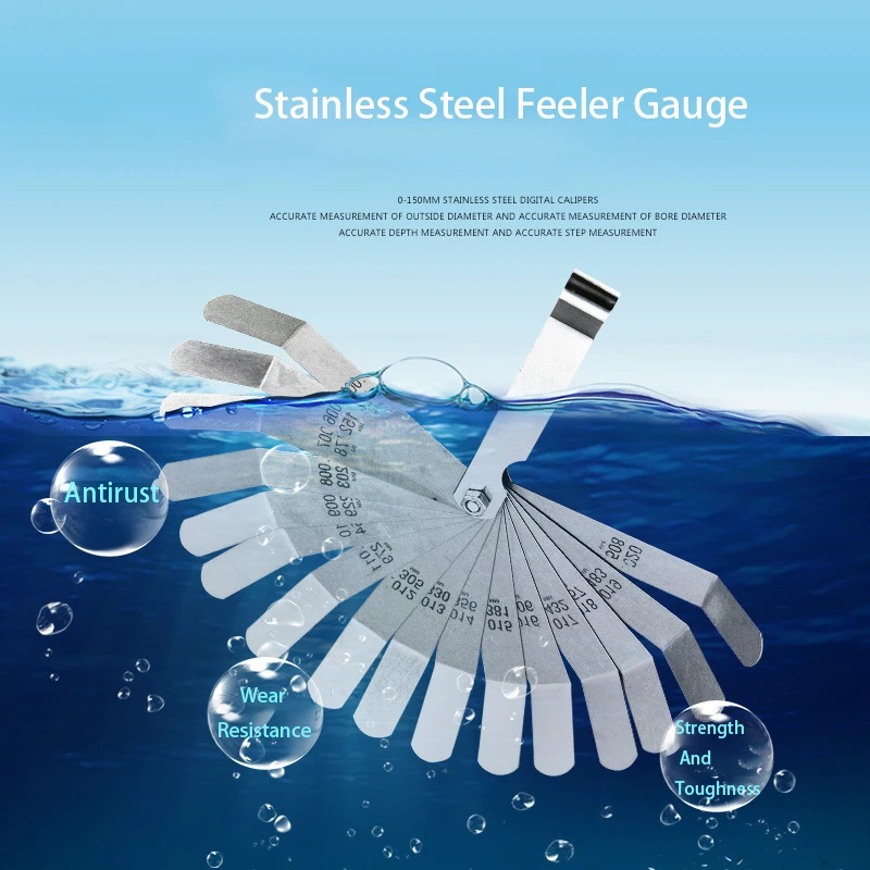 16pcs/set Feeler Gauge 0.127-0.508mm For Stainless Steel High-precision Single Valve Plug Gauge Easy To Use Durable