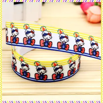 

New 7/8'' Free shipping cat printed grosgrain ribbon hair bow headwear party decoration wholesale OEM 22mm H4147
