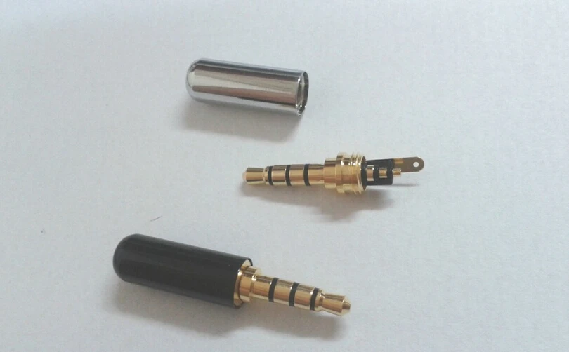 100pcs brass 1 8 3 5mm male 4 pole stereo plug Repair Headphone Cable Solder adapter