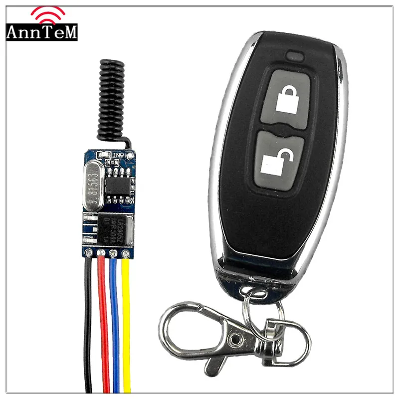 

Anntem brand RF mini Transmitter + receiver Wireless Remote Control Switch 12v DC3.3v to 15v Wide voltage Universal LED Learning