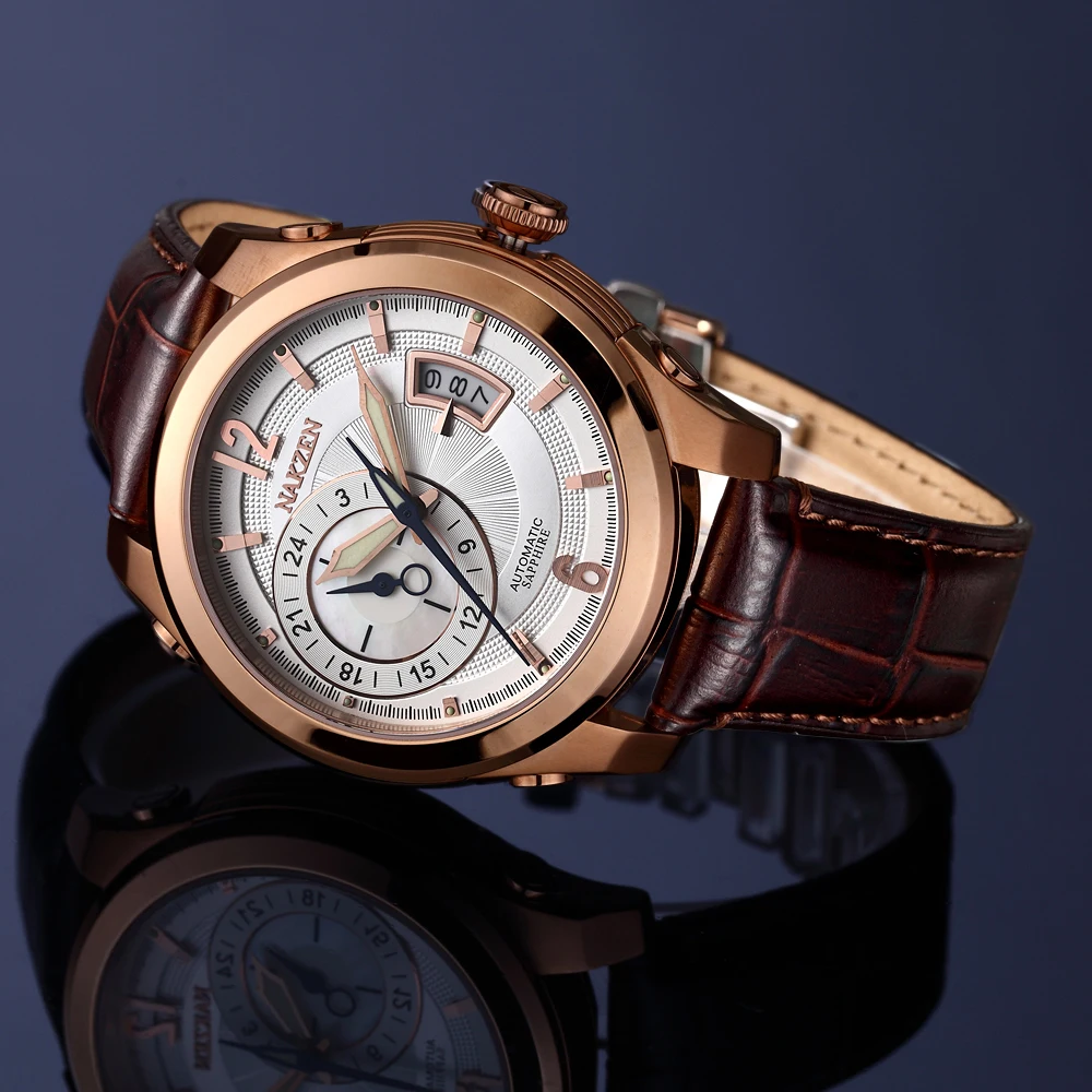 NAKZEN ميوتا 8217 الرجال التلقائي ساعات آلية رجل العلامة التجارية الفاخرة الياقوت للماء مع حزام من الجلد Relogio Masculino NAKZEN ميوتا 8217 الرجال التلقائي ساعات آلية رجل العلامة التجارية الفاخرة الياقوت للماء مع حزام من الجلد Relogio Masculino