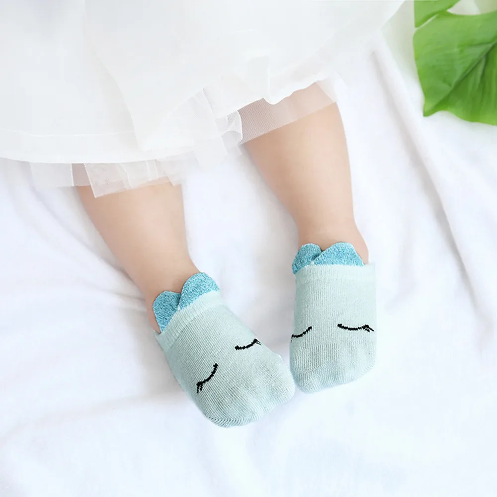 LONSANT/Носки для маленьких мальчиков и девочек, 3 пары, Нескользящие теплые носки для новорожденных девочек и мальчиков, милые кружевные носки