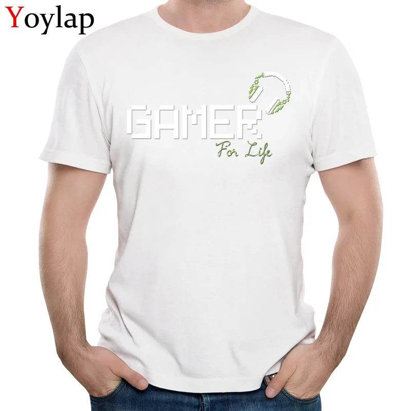  Summer T-Shirt Newest Crew Neck Gamer For Life 100% Cotton Men Tops Shirt Personalized Short Sleeve Tee-Shirts white
