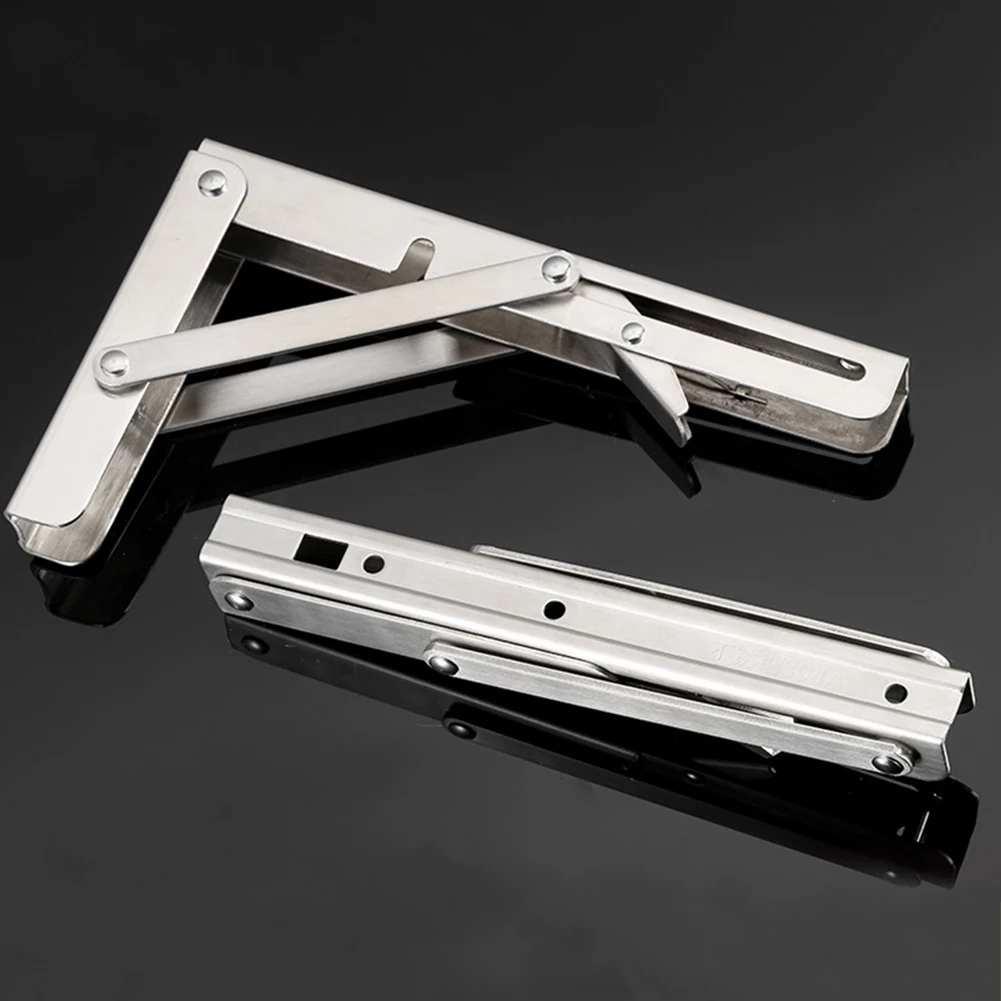 

2Pcs 8-12Inch White Triangle Folding Angle Bracket Adjustable Wall Mounted Stainless Steel Bearing Shelf Bracket DIY Home Table