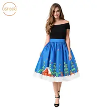 ISTider 3D Снежная сцена олени печать синие Рождественские юбки сексуальные женские винтажные юбки с высокой талией мягкие юбки на молнии с эластичной резинкой на талии