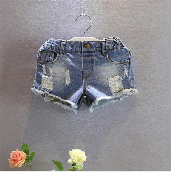 

Girls Summer Shorts 2015 new girl denim pants hot sale children holes casual pants 2-7t toddler girls clothing