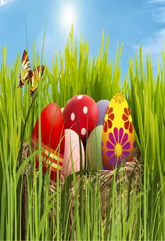 

TR 2019 new spring easter photography backdrops basket eggs new born baby children photographic background Easter Day background