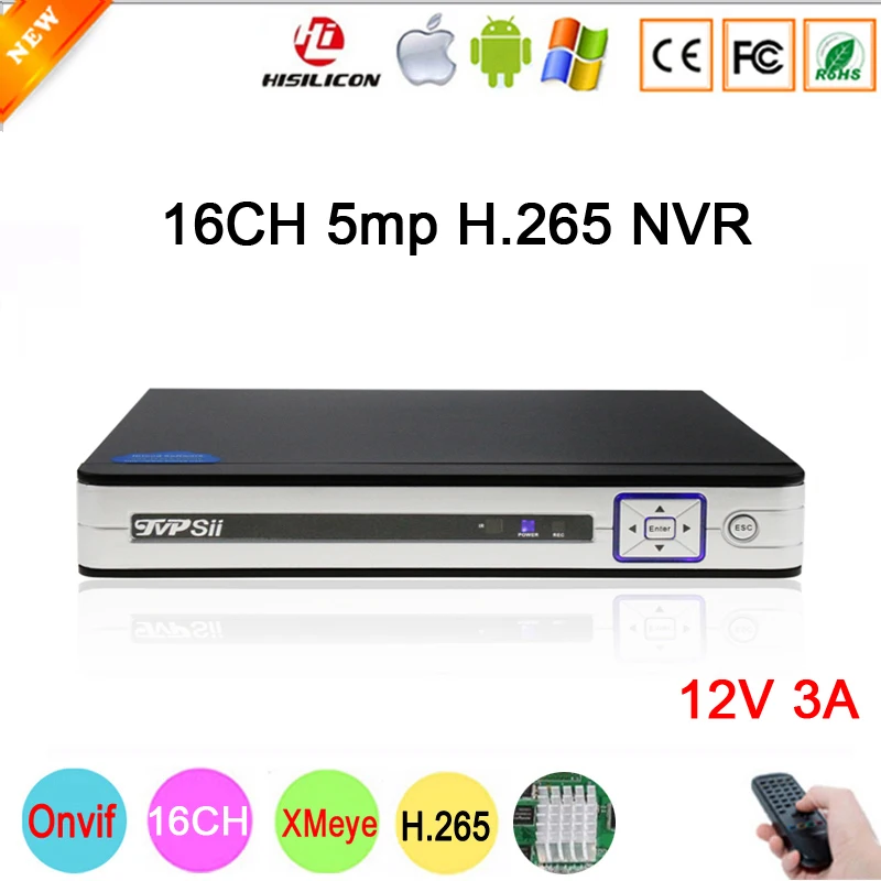 

5mp/4mp/3mp/2mp/1mp IP Camera Silver Panel Hi3536D XMeye H.265+ 5mp Audio 16CH 16 Channel Onvif IP NVR Free Shipping