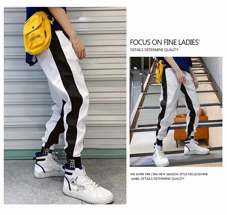 Уличная одежда в стиле хип-хоп, мужские шаровары, брюки-карго в Корейском стиле, спортивные штаны, одноцветные, черные, белые, длина по щиколотку, брюки M-XXL