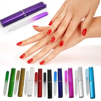 

Crystal Glass Nail File With Hard Box Manicure Nail Art Polishing Decoration Pedicure Tool HJL2018