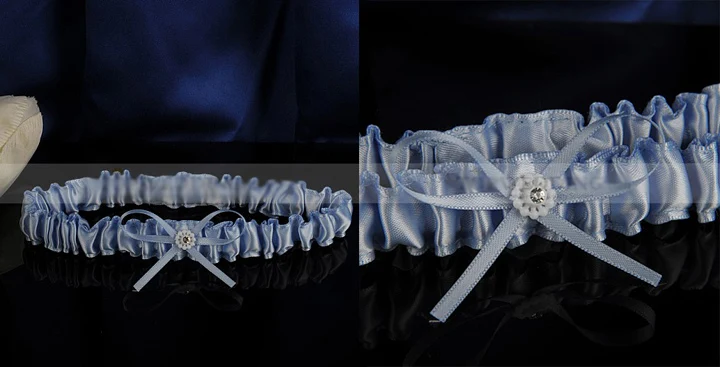 Blue satin bridal garter (1)