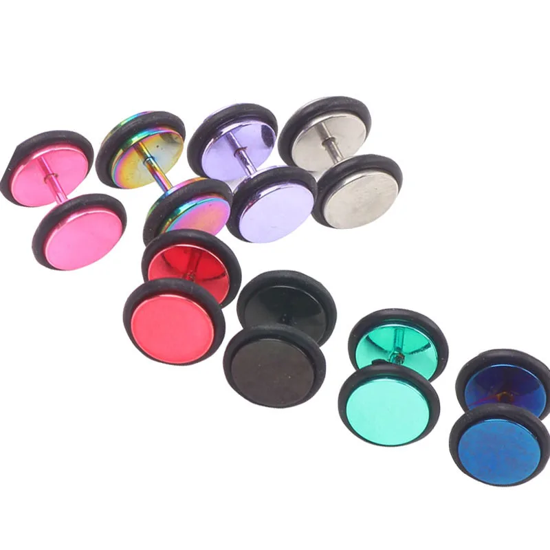 Buy 8mm Mens 8 color Mix Stud Earrings Stainless Steel