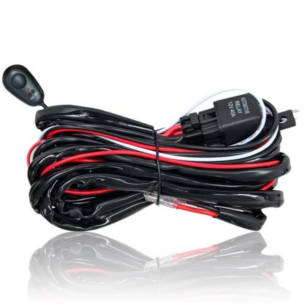 

Universal Wiring Harness Relay Kit Switch 1 2 Leads ON OFF 12V LED Light Bar Driving Work Fog for Offroad Combo Driving Lamp