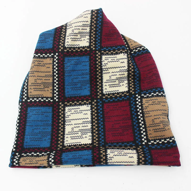 Autumn Winter Hats For Women Plaid Design Contrast Color Ladies hat Skullies And Beanies Men Hat Unisex