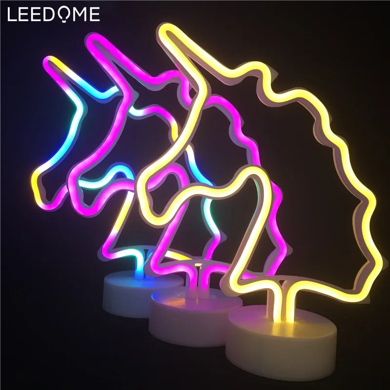 

Leedome Led Neon Light Unicorn Lantern Night Lamp AA Battery Supply For Holiday Party Decor In Warm White Pink Colorful Lighting