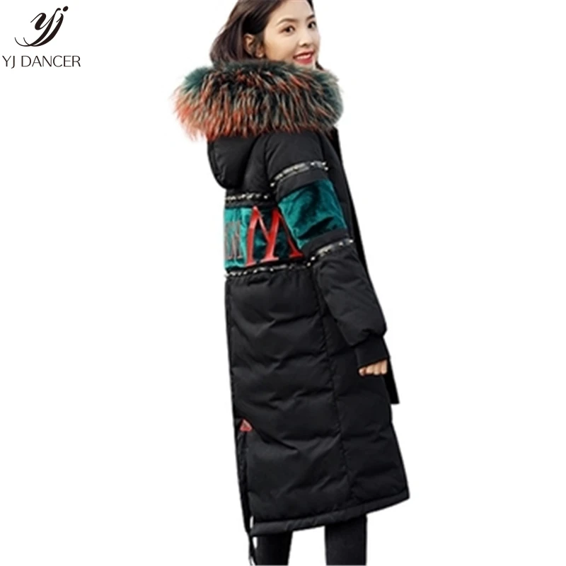 

Cotton Clothing Female 2018 Fashion New Long Section Cotton Coat Winter Thick Loose Hooded Fur Collar Cotton Jacket HJB412