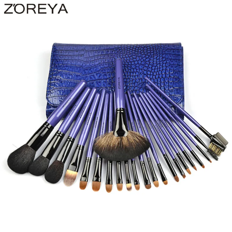 Cheap ZOREYA Sable Hair Makeup Brush Set With Cosmetic Bag 22pcs Professional Make Up Brushes Fan Powder Eyeshadow Makeup Brushes