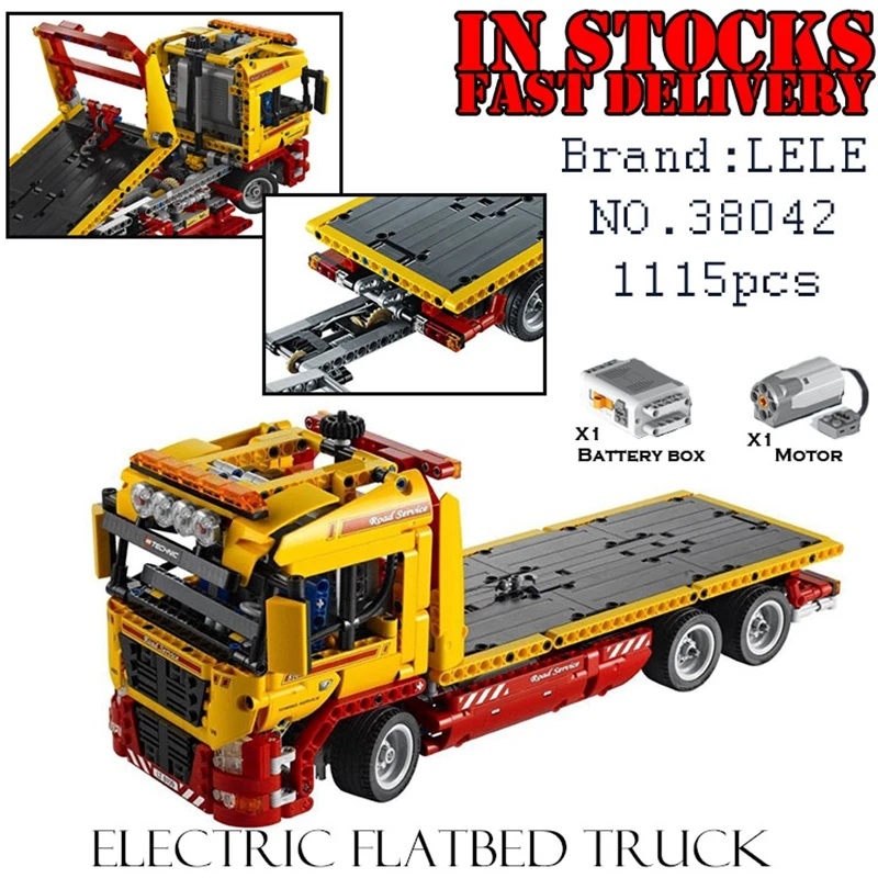 

LELE Techinc 38042 1115PCS 2-in-1 Flatbed RC Truck Building kit Blocks Bricks enlighten toy for children gifts brinquedos 8109