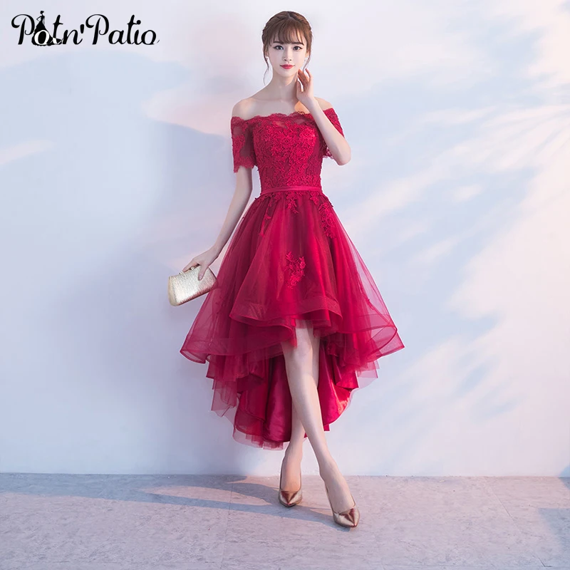 Wine High Low Dress Factory Sale, 57 