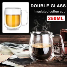 1 шт., чайная чашка с двойными стенками, контейнер для напитков, стеклянная чашка, столовая кофейная кружка, изолированная Термокружка для пива, для молока, кухонные принадлежности