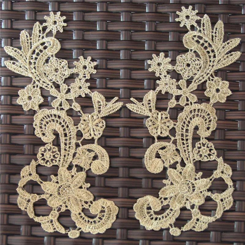 wholesale Gold Lace Fabric Sewing Lace Trim patches Wedding Dress
