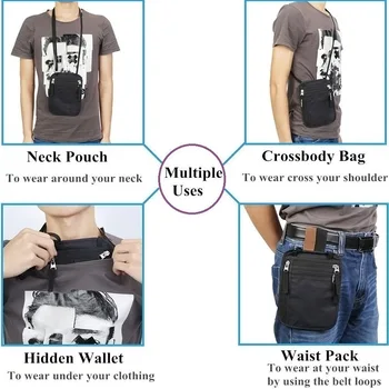 

Travel Neck Pouch Passport Holder RFID Blocking Neck Wallet Wallets for Cards Money Passport Phone Documents TN99