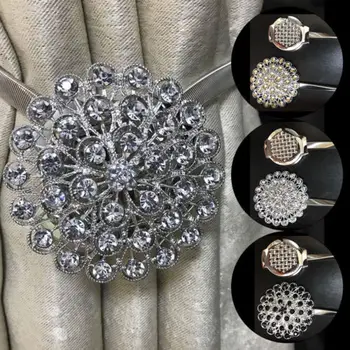 

One Flower And Diamond Magnetic Crystal Curtain Tiebacks Tie Backs Buckle Clips UK
