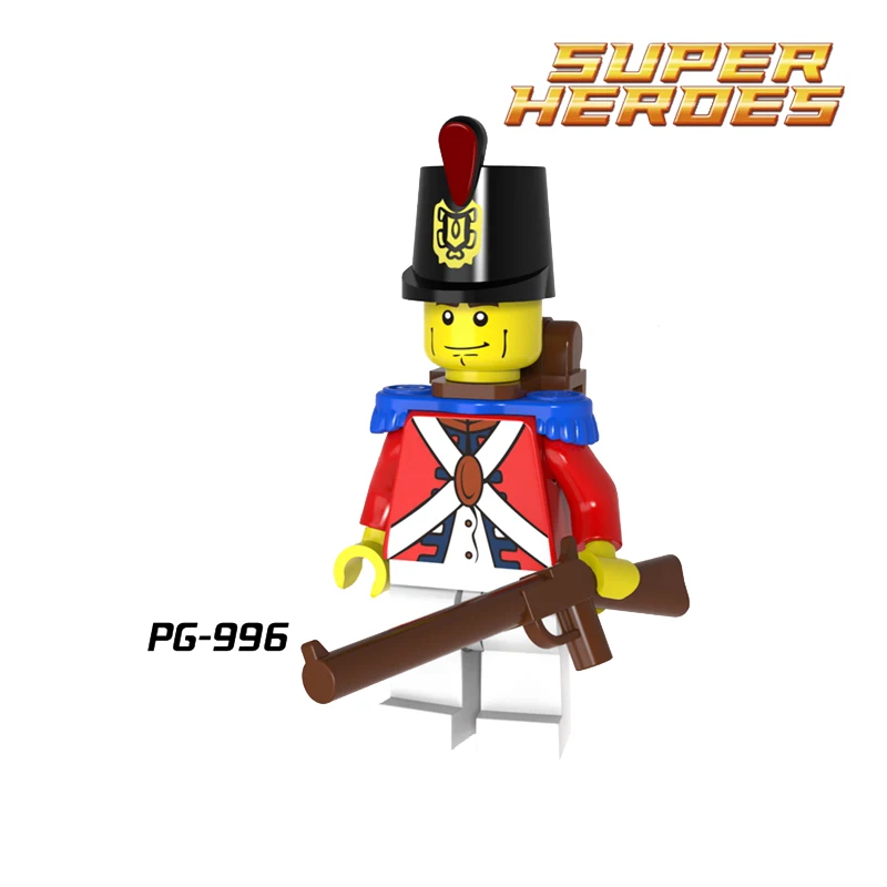 

Building Blocks Imperial Red Coat Soldier With Shako Musket Hat diy figures Super Heroes Star Wars Bricks Kids DIY Toys Hobbies