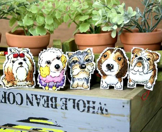 

ZSMX23 Phone Key Bag Hanging Accessories Dogs DIY Craft Needlework Embroidery Crafts Counted Cross-Stitching Kit