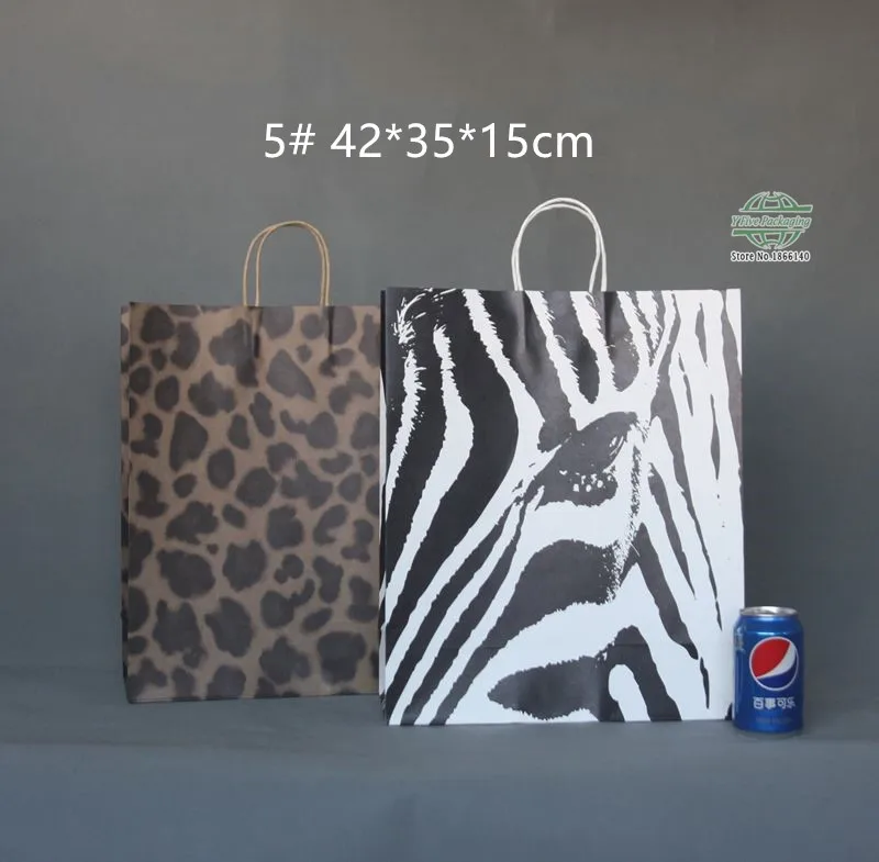 3 размера, леопард и Зебра, дизайн, крафт-бумажный мешок, фестиваль, ручная Подарочная сумка, 100 шт./лот - Цвет: 3