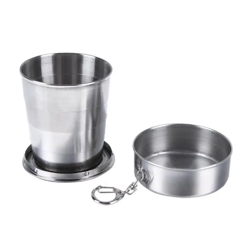 

250ml Outdoor Travel Mug Stainless Steel Cup Portable Retractable Metal Wine Folding Cup Telescopic Folded Mug
