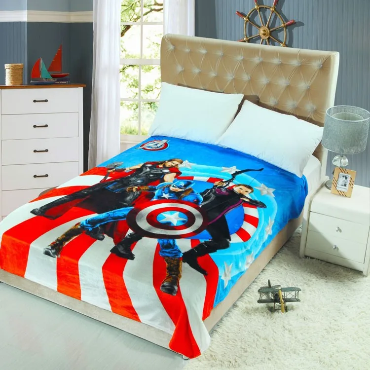 150*200cm Blankets Printed Coral Flannel Fleece Thin Blanket Twin Size