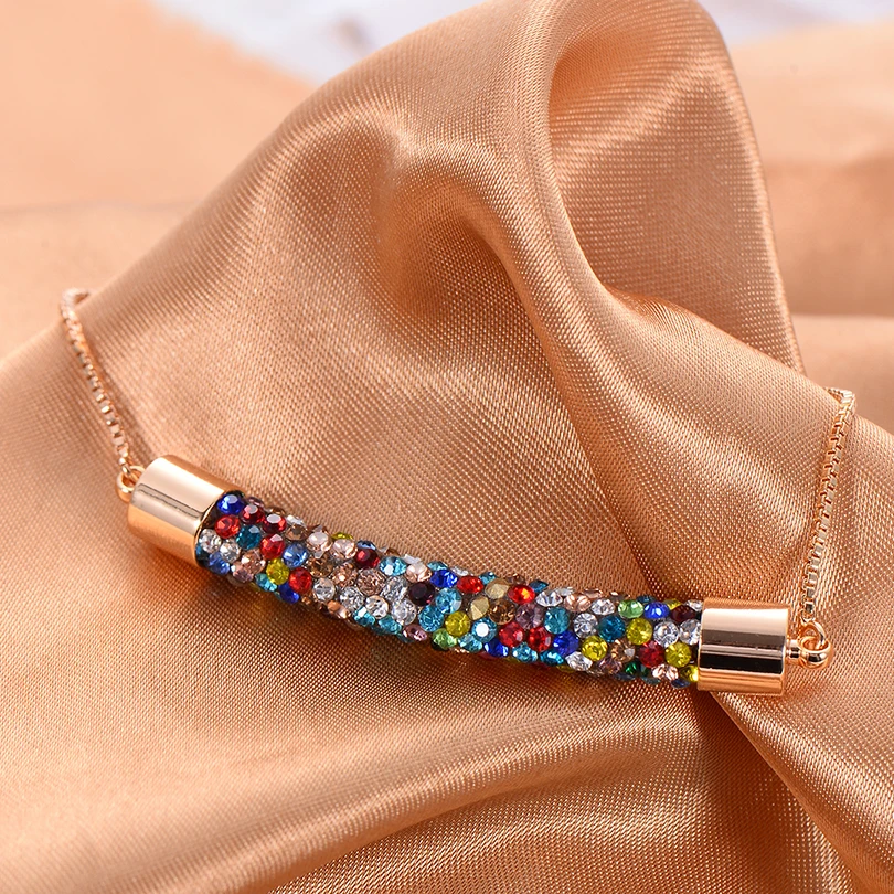 Новинка, подвеска-Шарм из разноцветного прозрачного Браслеты браслеты для Для женщин Femme Свадебные украшения регулируемая золотая цепочка браслет подарок