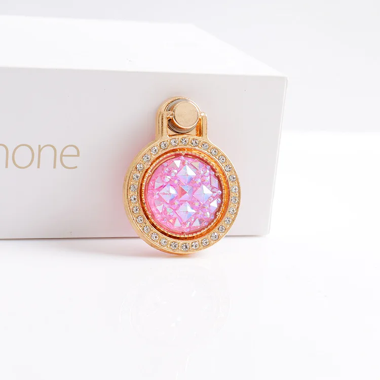 Роскошный 360 градусов палец кольцо алмазный цветочный держатель смартфона для huawei P30 P20 Pro кронштейн для iPhone XS Max XR X 7 8 Plus 6s - Цвет: Pink