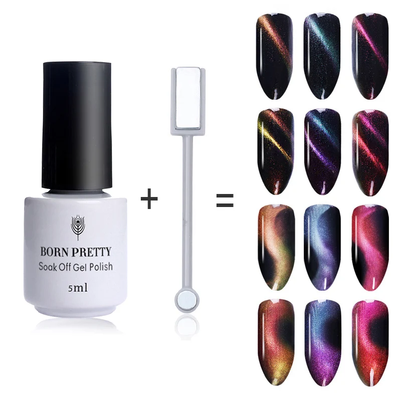 

BORN PRETTY 3Pcs 3D Cat Eye Effect Magnetic Gel Varnish Soak Off UV LED Gel Polish & 1Pc Double-headed Magnetic Stick Board Set