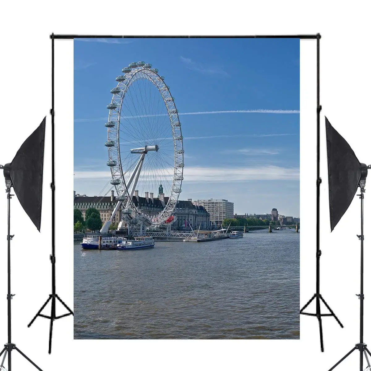 5x7ft Thames панорама фото фон Лондон глаз Европейская Фотография Студия
