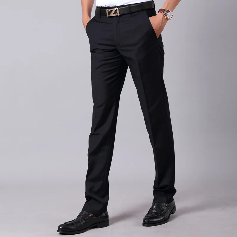 Модные мужские брюки осень-зима, облегающие мужские брюки, черные темно-синие брюки, повседневные деловые брюки для мужчин