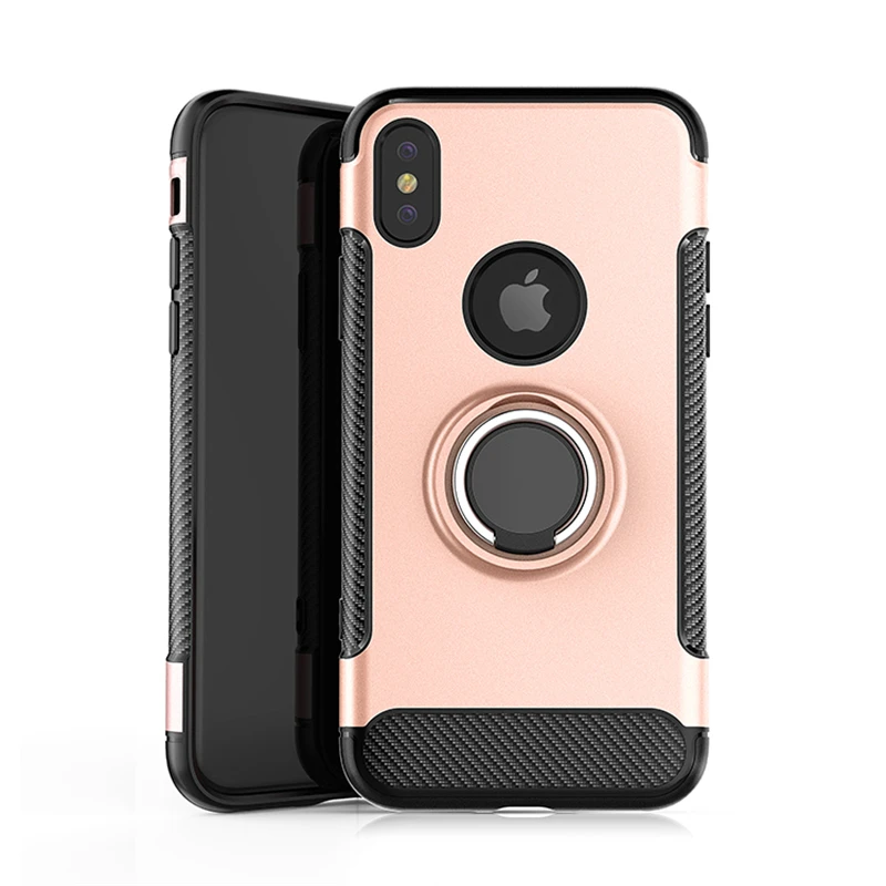 For iPhone Xr Xs Max Ultra Thin Car Magnet Armor Case 5 5s 6S 6 7 8 Plus X SE 2020 Shockproof Cover Ring Stand | Мобильные телефоны